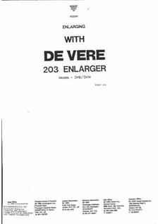 DeVere Ltd 203 Enlarger manual. Camera Instructions.